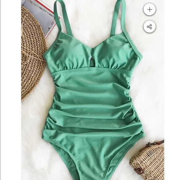 GREEN GRASS SOLID ONE-PIECE SWIMSUIT - Picture 3 of 5